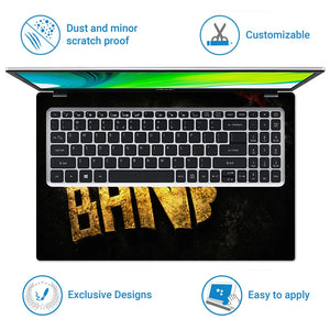 Abstract Gold Bang Smoking Gun Typography Laptop Skin - View 5