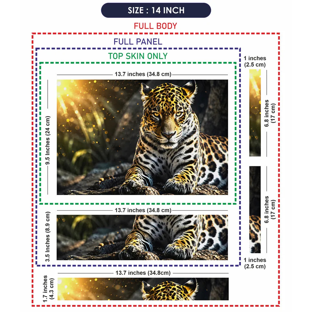 Abstract Golden Jaguar Resting in Jungle Light Laptop Skin - View 7
