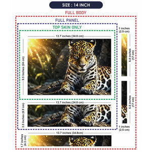 Abstract Golden Jaguar Resting in Jungle Light Laptop Skin - View 7