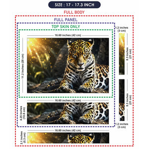 Abstract Golden Jaguar Resting in Jungle Light Laptop Skin - View 9