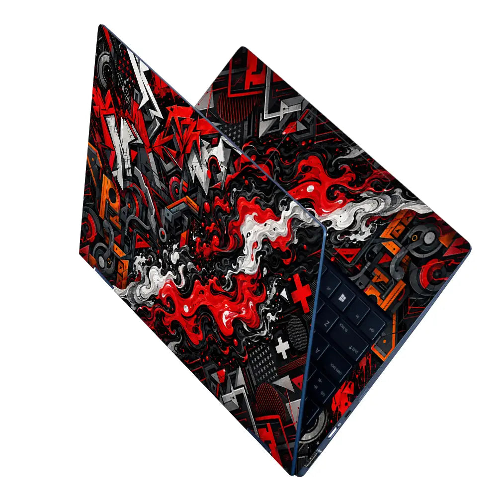 Abstract Graffiti Fire Stream Laptop Skin - View 2