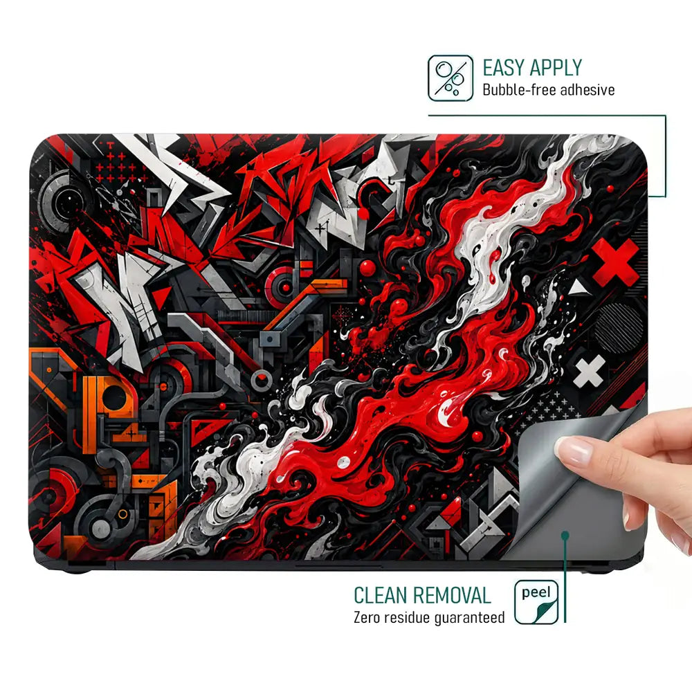 Abstract Graffiti Fire Stream Laptop Skin - View 4
