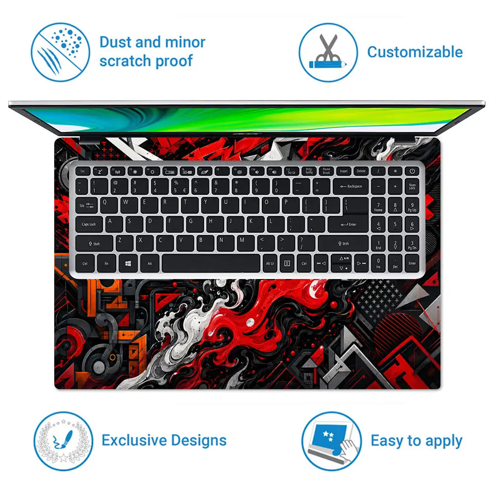 Abstract Graffiti Fire Stream Laptop Skin - View 5