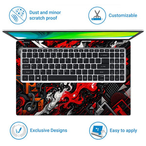 Abstract Graffiti Fire Stream Laptop Skin - View 5