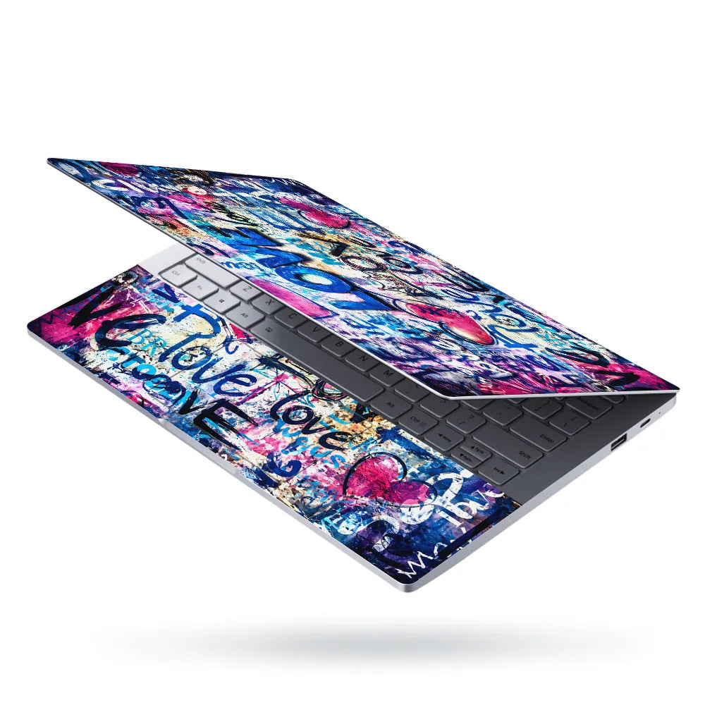 Abstract Graffiti Love Wall Pink Blue Laptop Skin - View 3