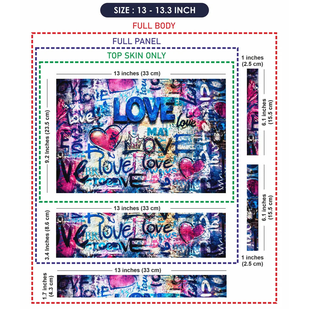 Abstract Graffiti Love Wall Pink Blue Laptop Skin - View 6
