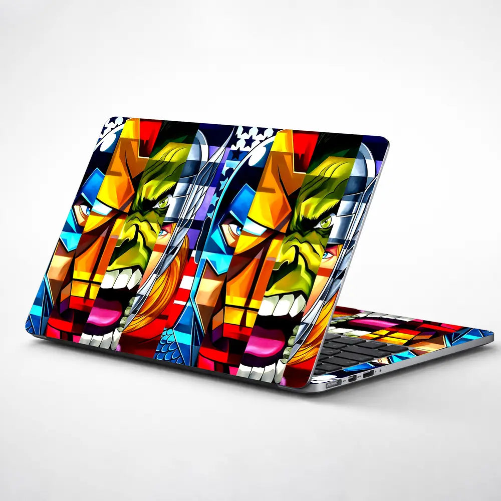 Abstract Heroic Faces Laptop Skin - View 1