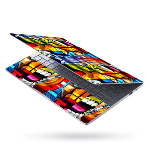 Abstract Heroic Faces Laptop Skin - View 3