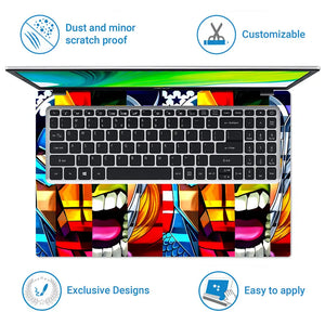 Abstract Heroic Faces Laptop Skin - View 5