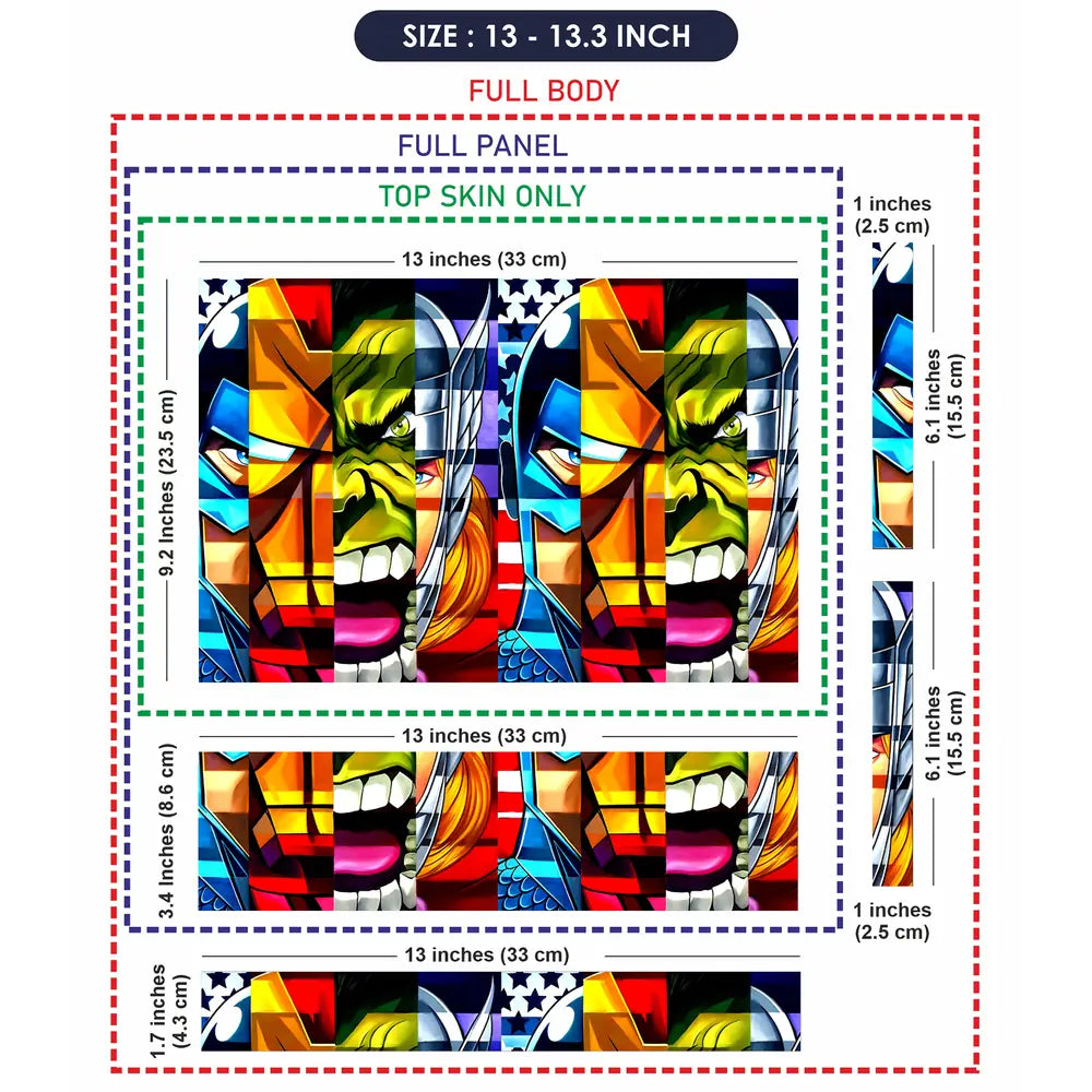 Abstract Heroic Faces Laptop Skin - View 6