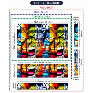 Abstract Heroic Faces Laptop Skin - View 8