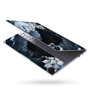 Abstract Hexagon Rock Cave Blue Laptop Skin - View 3