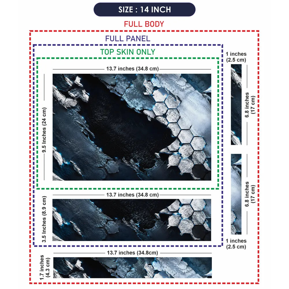 Abstract Hexagon Rock Cave Blue Laptop Skin - View 7
