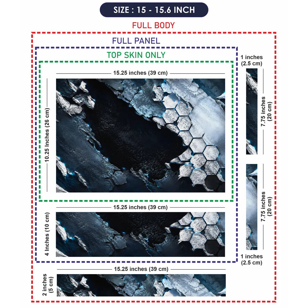 Abstract Hexagon Rock Cave Blue Laptop Skin - View 8