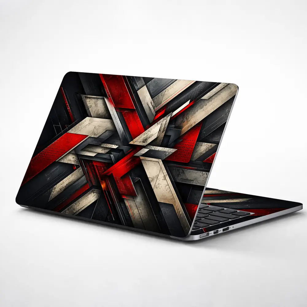 Abstract Industrial Steel Red Beams Laptop Skin - View 1