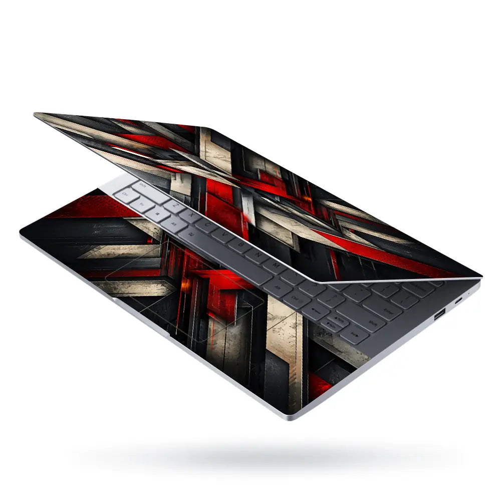 Abstract Industrial Steel Red Beams Laptop Skin - View 3