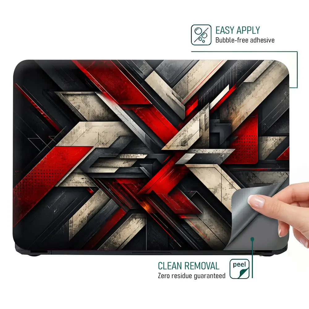 Abstract Industrial Steel Red Beams Laptop Skin - View 4