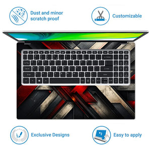 Abstract Industrial Steel Red Beams Laptop Skin - View 5