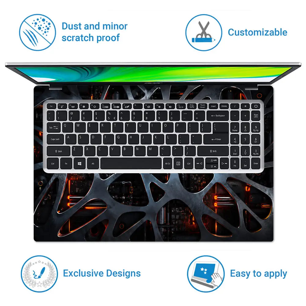 Abstract Lattice Voronoi Steel Laptop Skin - View 5