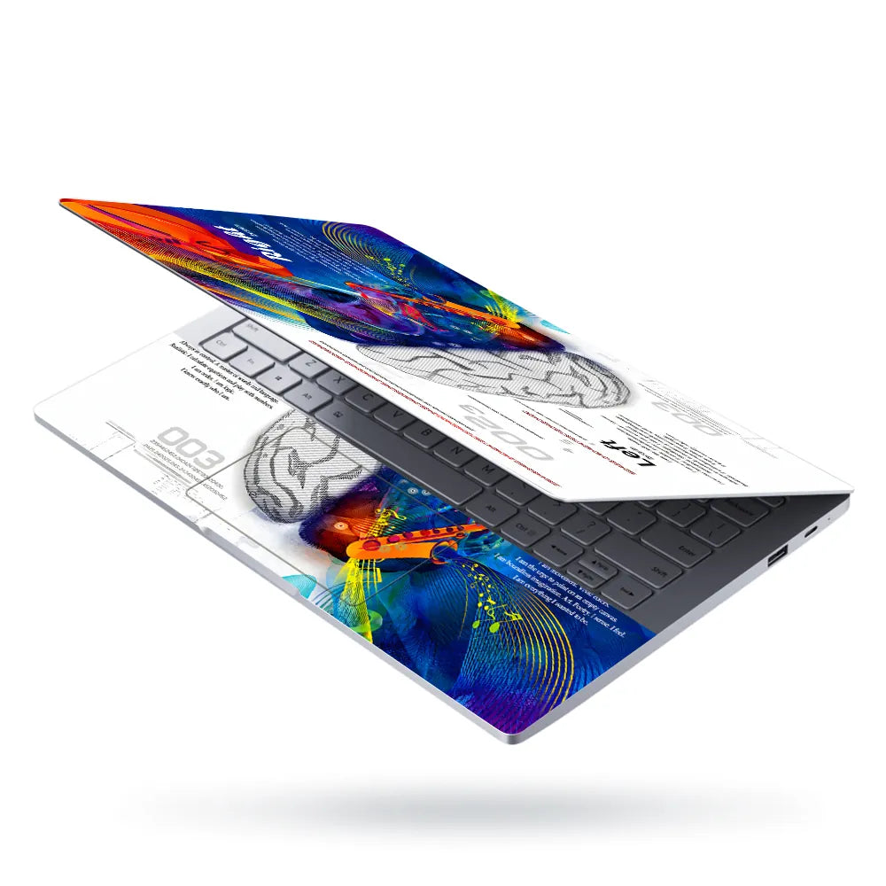 Abstract Left Brain Right Brain Creativity Split Laptop Skin - View 3
