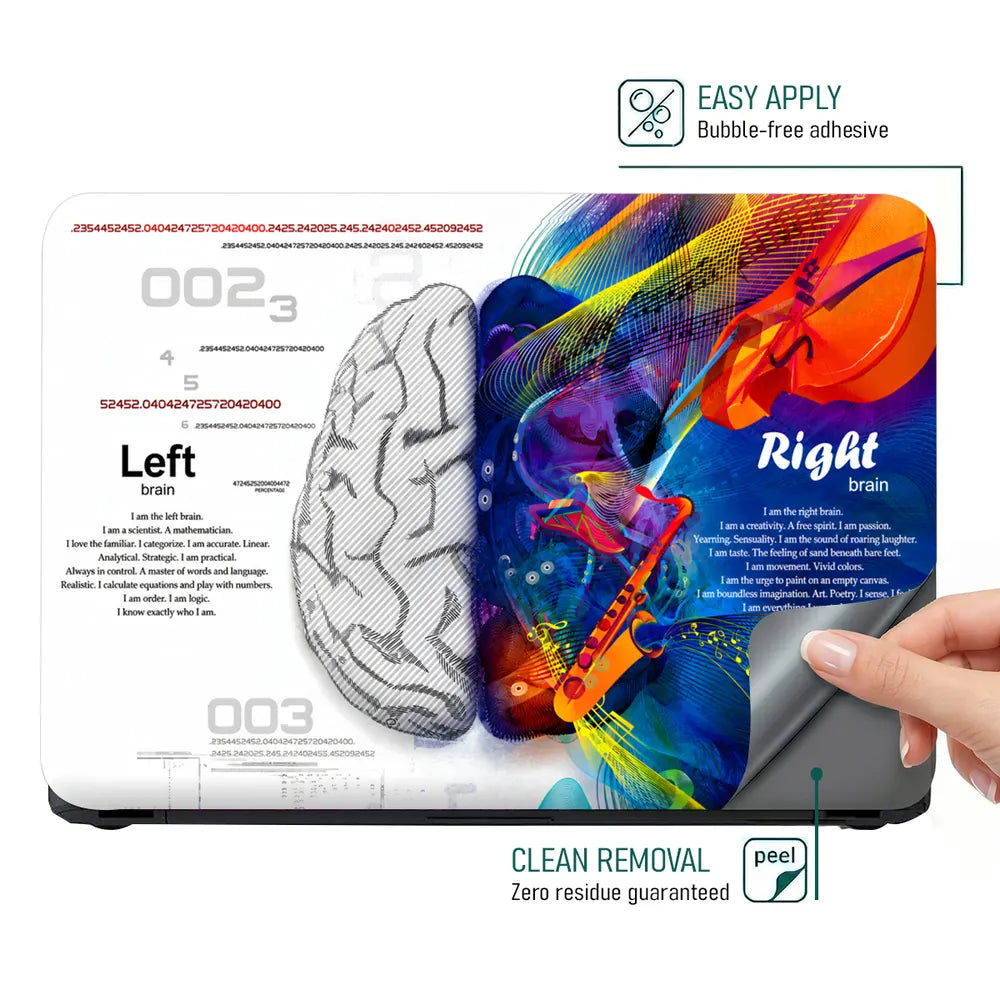 Abstract Left Brain Right Brain Creativity Split Laptop Skin - View 4