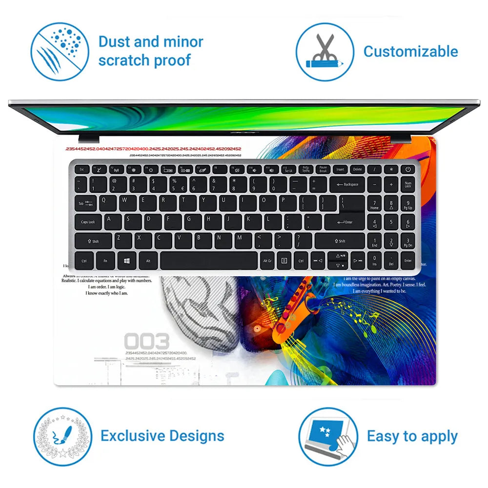 Abstract Left Brain Right Brain Creativity Split Laptop Skin - View 5