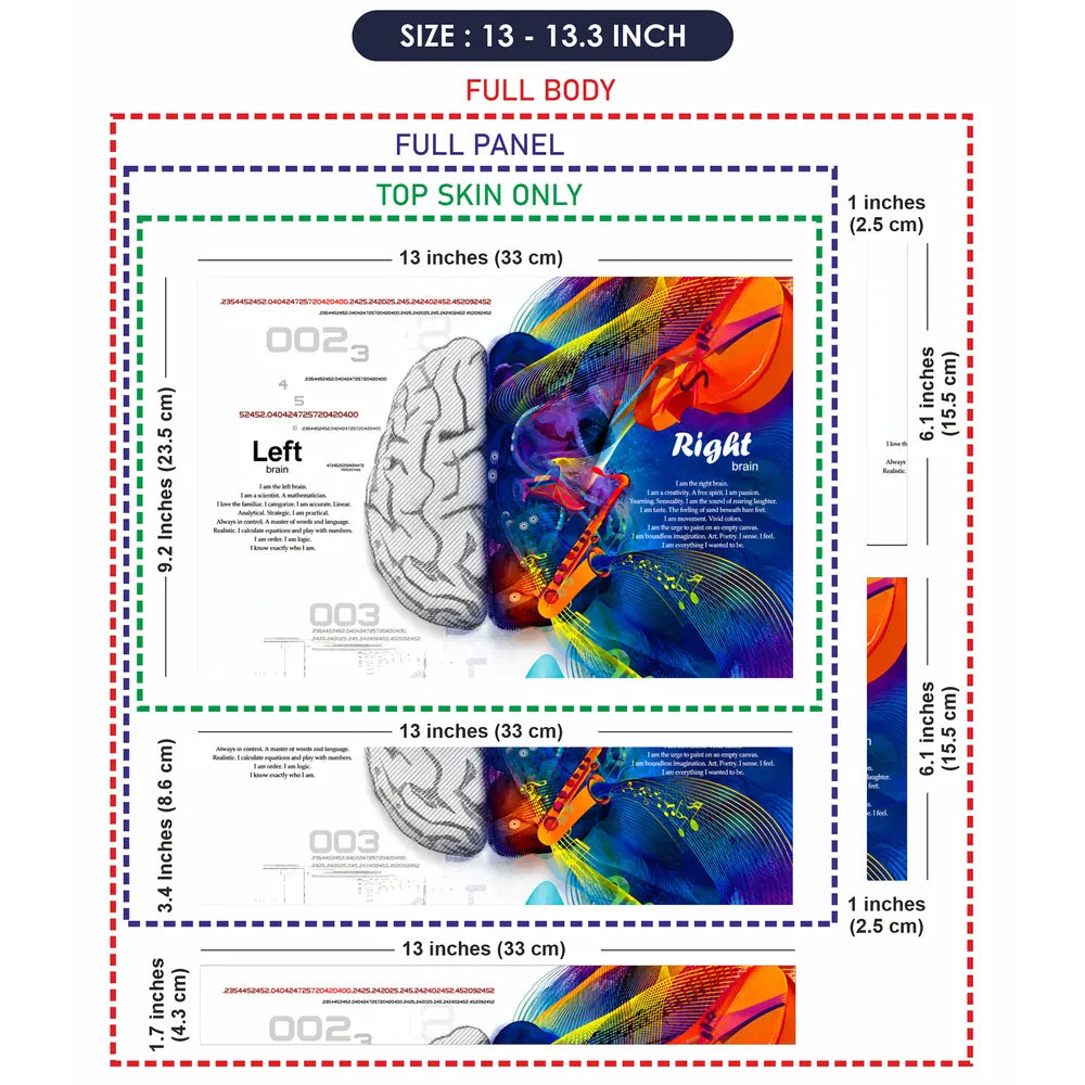 Abstract Left Brain Right Brain Creativity Split Laptop Skin - View 6