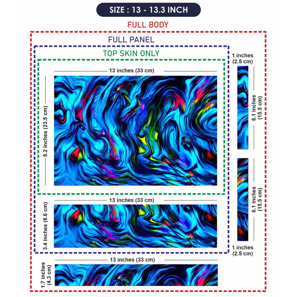 Abstract Liquid Swirls Neon Blue Laptop Skin - View 6