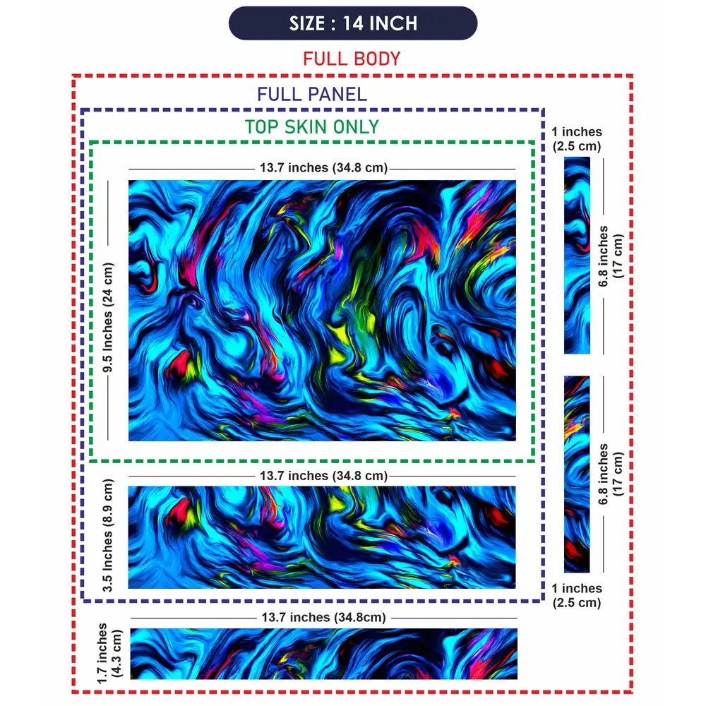 Abstract Liquid Swirls Neon Blue Laptop Skin - View 7