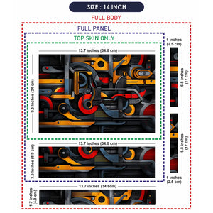 Abstract Machinery Yellow Red Gears Laptop Skin - View 7
