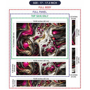 Abstract Magenta Gold Liquid Marble Swirl Laptop Skin - View 9