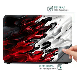 Abstract Marble Red White Liquid Laptop Skin - View 4