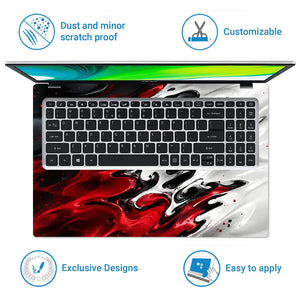 Abstract Marble Red White Liquid Laptop Skin - View 5