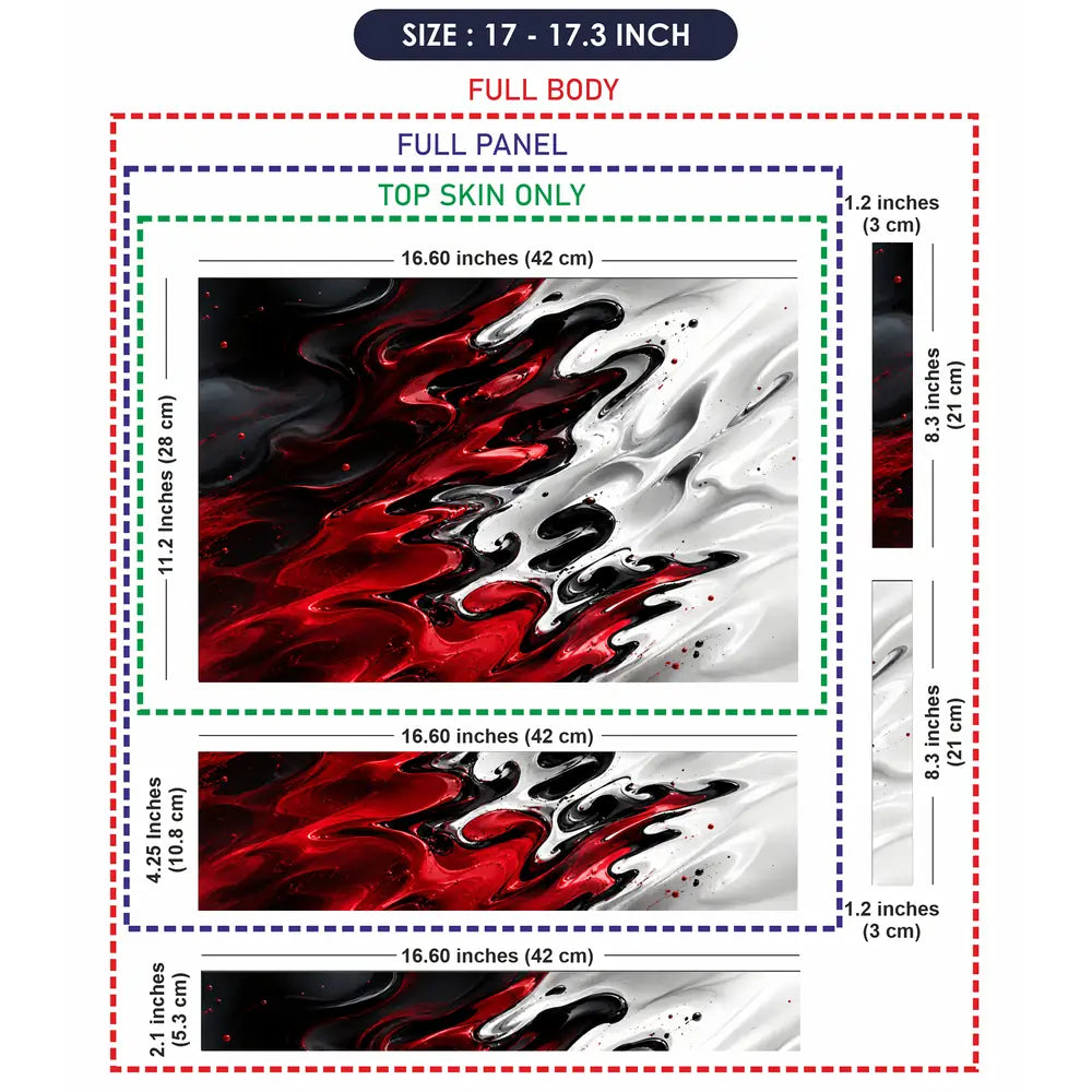 Abstract Marble Red White Liquid Laptop Skin - View 9