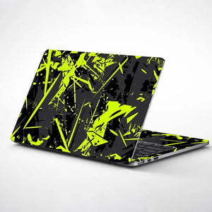 Abstract Neon Green Chaos Laptop Skin - View 1