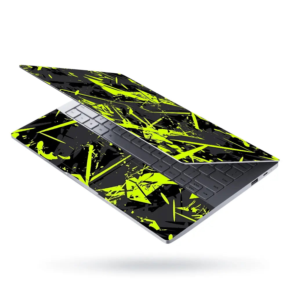 Abstract Neon Green Chaos Laptop Skin - View 3