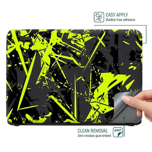 Abstract Neon Green Chaos Laptop Skin - View 4