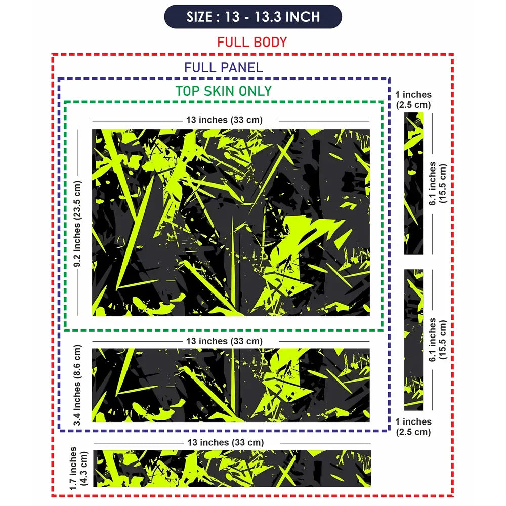Abstract Neon Green Chaos Laptop Skin - View 6