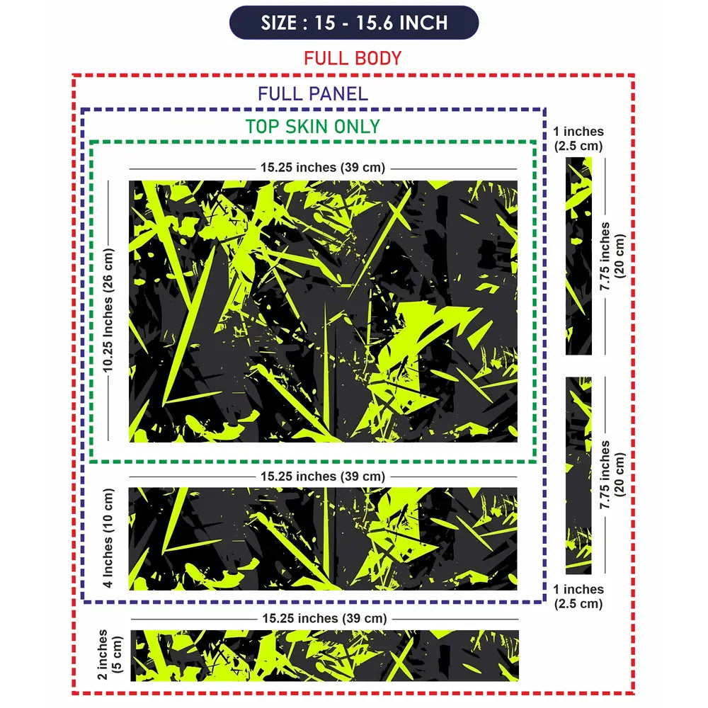 Abstract Neon Green Chaos Laptop Skin - View 8