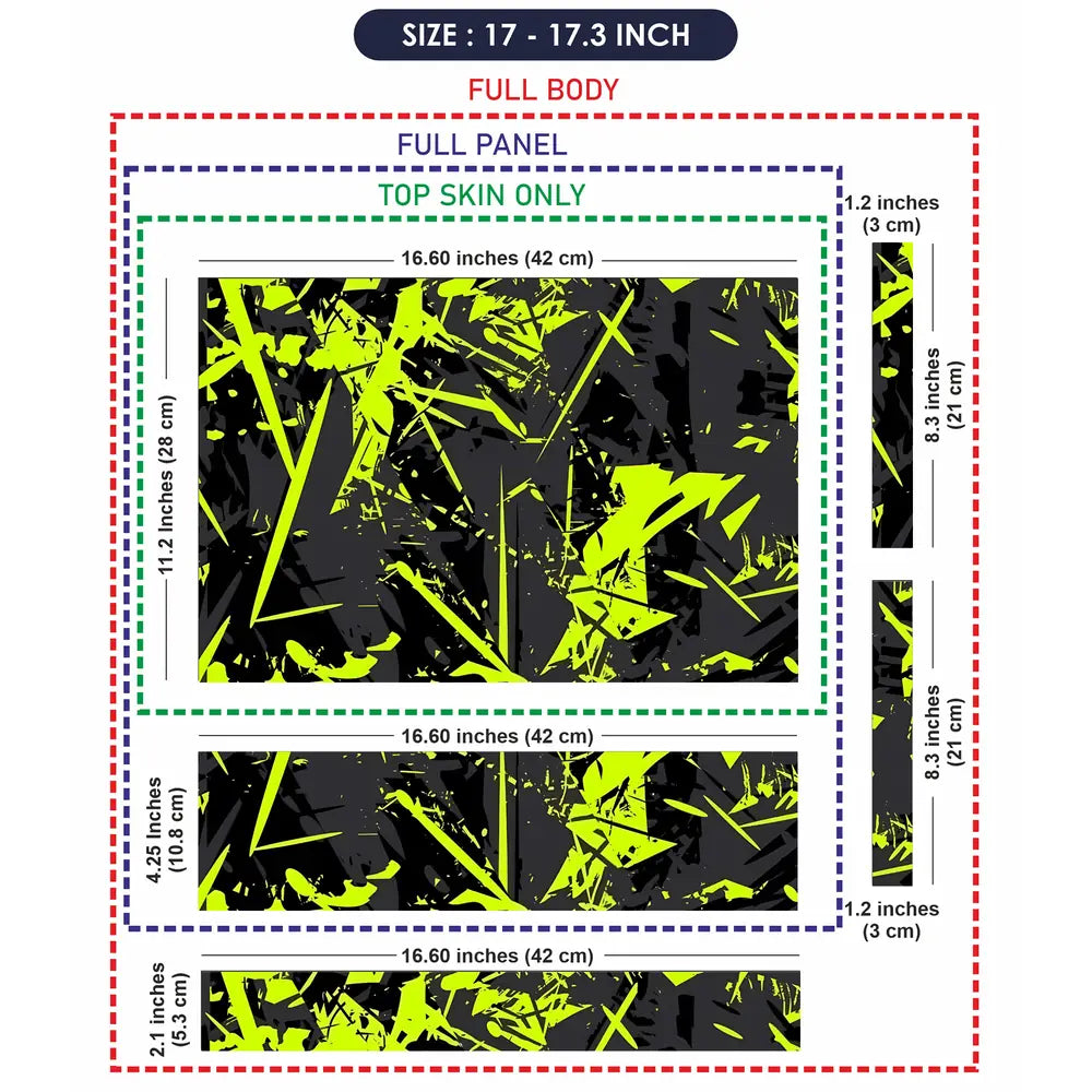 Abstract Neon Green Chaos Laptop Skin - View 9