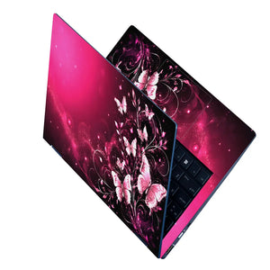 Abstract Pink Butterfly Garden Swirls Laptop Skin - View 2