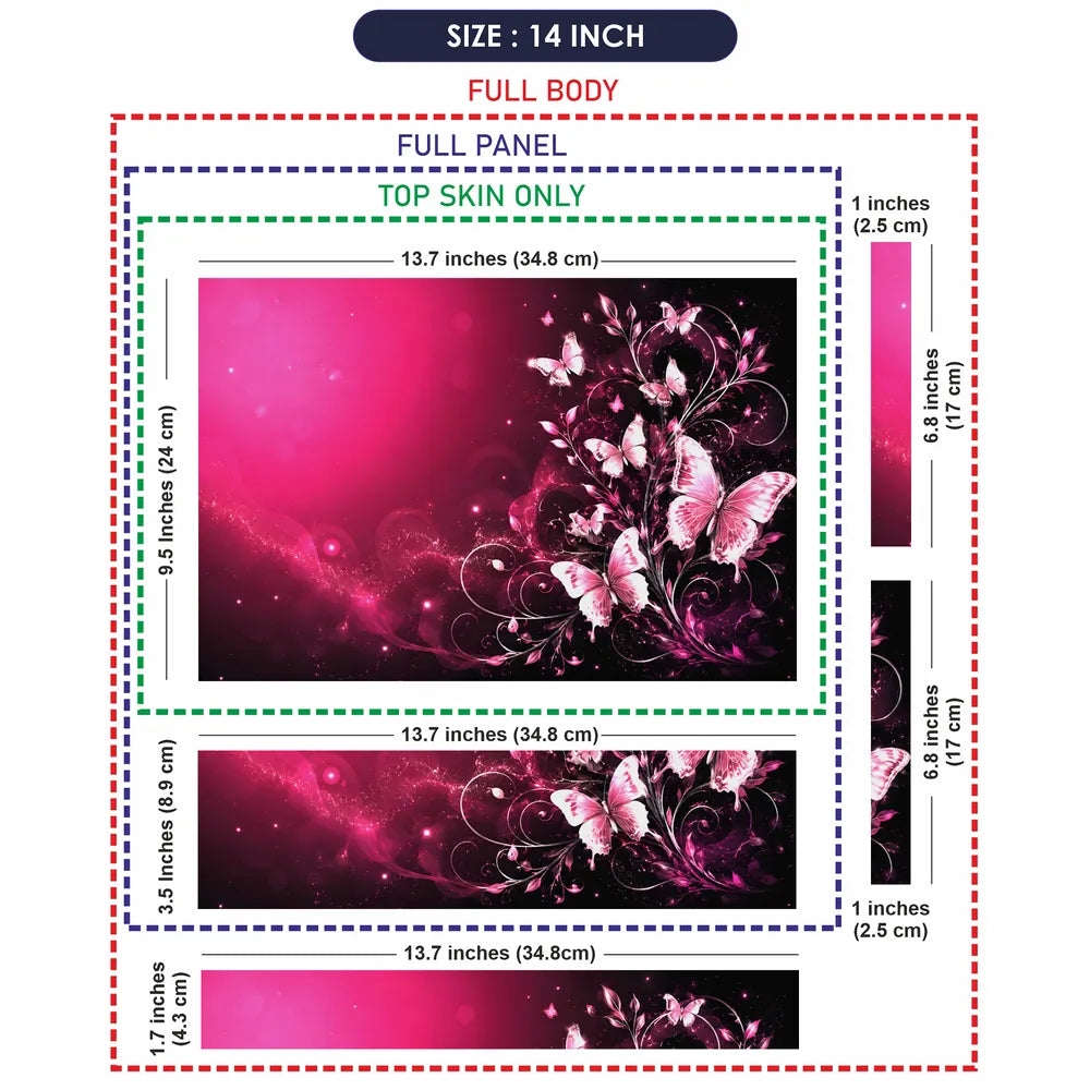 Abstract Pink Butterfly Garden Swirls Laptop Skin - View 7