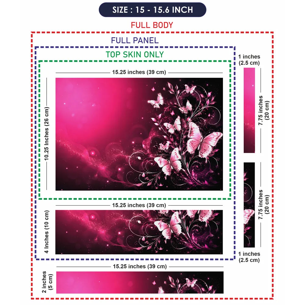 Abstract Pink Butterfly Garden Swirls Laptop Skin - View 8
