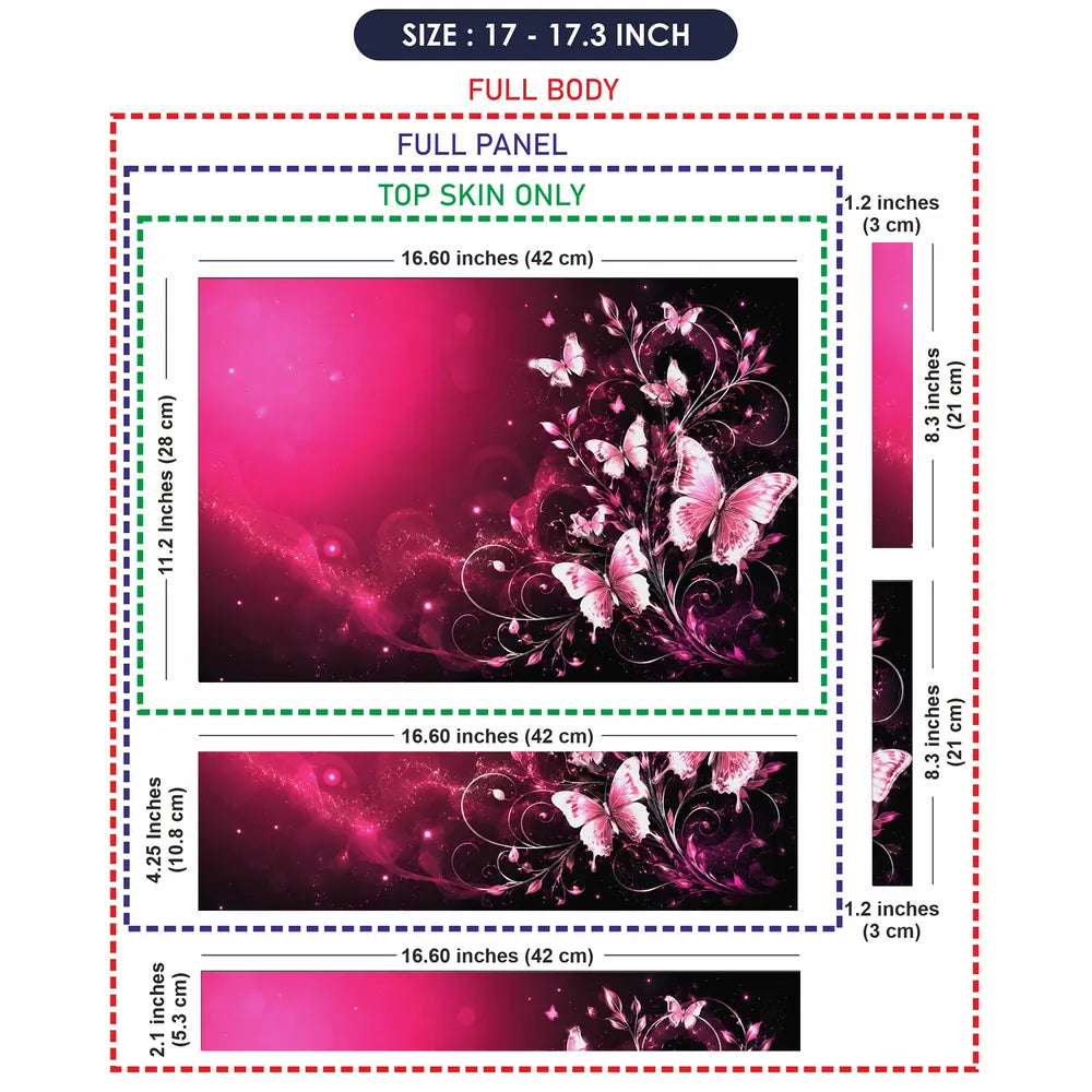 Abstract Pink Butterfly Garden Swirls Laptop Skin - View 9