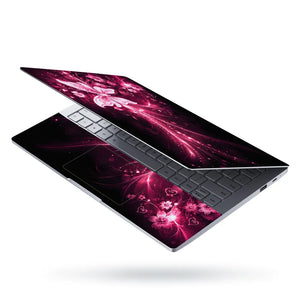 Abstract Pink Glowing Butterfly Floral Hearts Laptop Skin - View 3