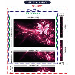 Abstract Pink Glowing Butterfly Floral Hearts Laptop Skin - View 6