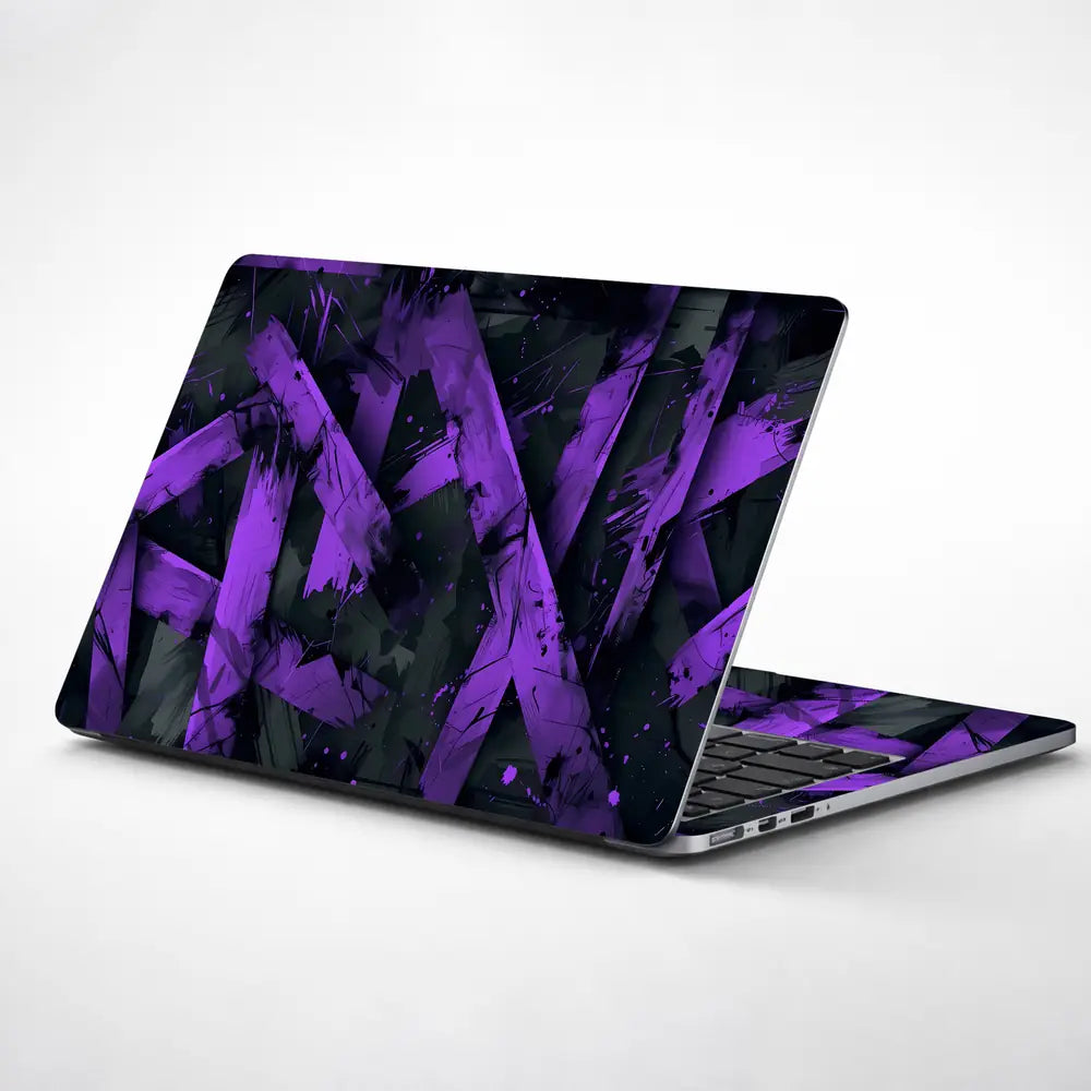 Abstract Purple Brush Strokes On Dark Background Laptop Skin - View 1