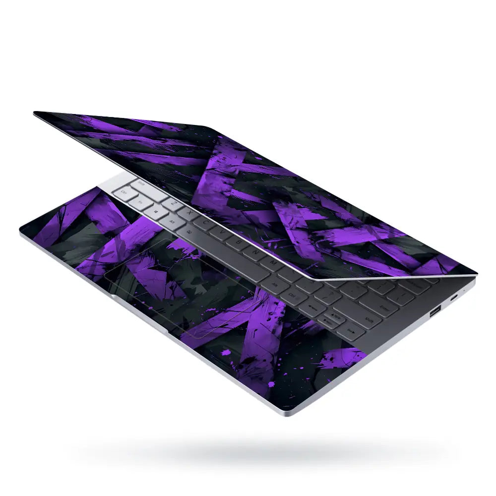 Abstract Purple Brush Strokes On Dark Background Laptop Skin - View 3
