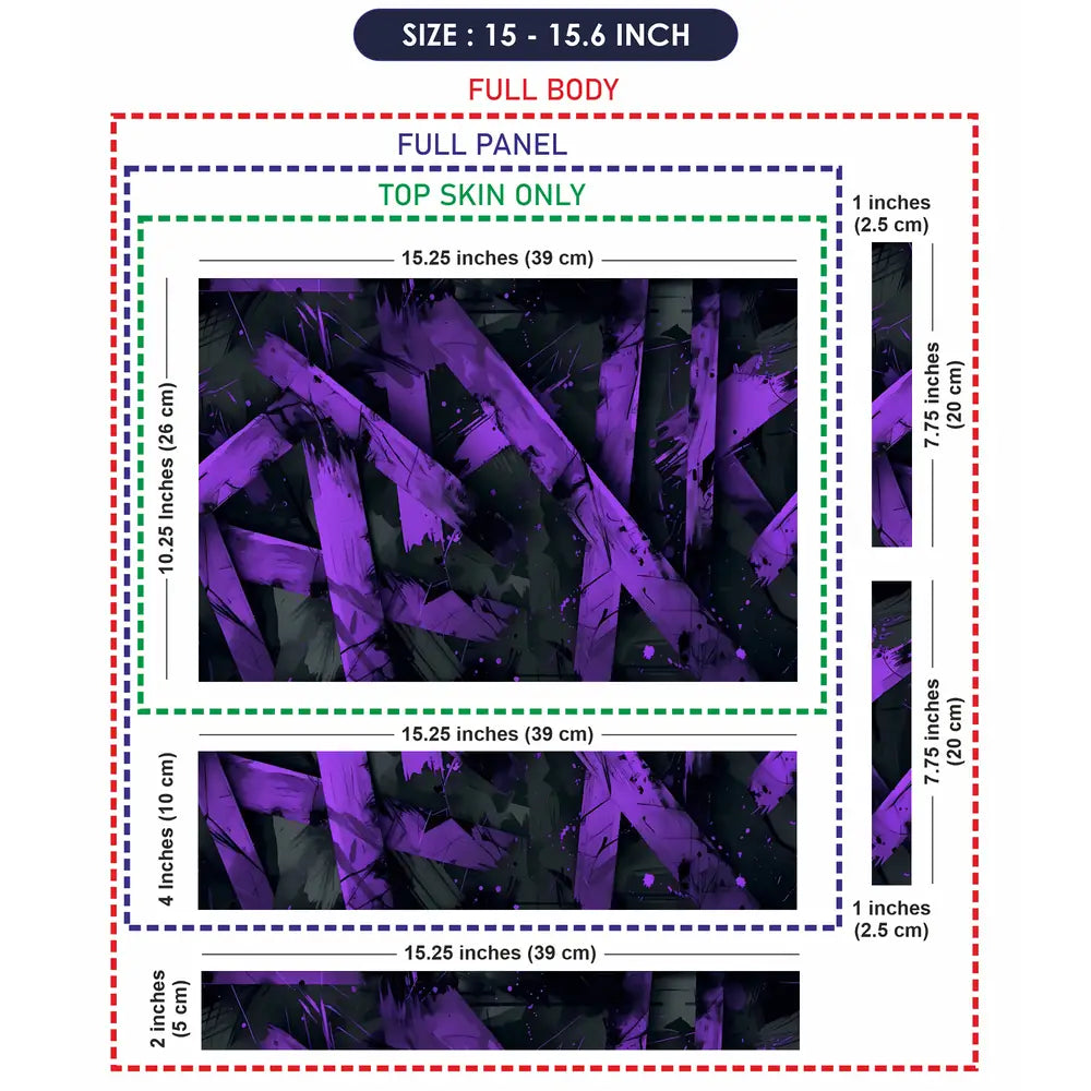 Abstract Purple Brush Strokes On Dark Background Laptop Skin - View 8
