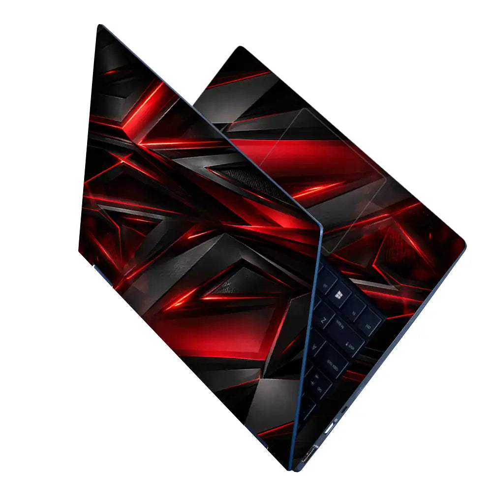 Abstract Red Black Sharp Shards Laptop Skin - View 2